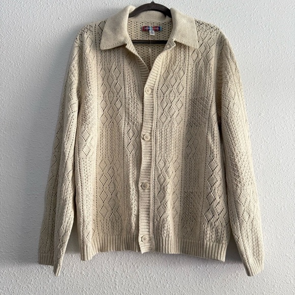 Urban Outfitters UO Zev Button-Down Cotton Polo Sweater Cardigan Size M - Picture 5 of 13